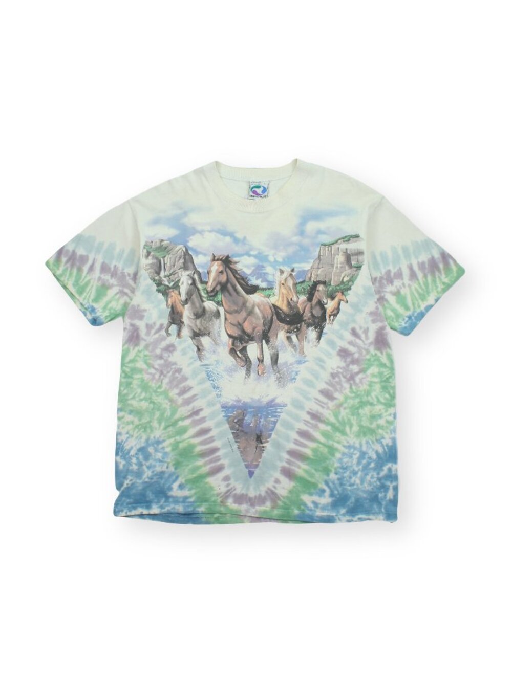 1996 Liquid Blue Horses Tie Dye AOP Tee L